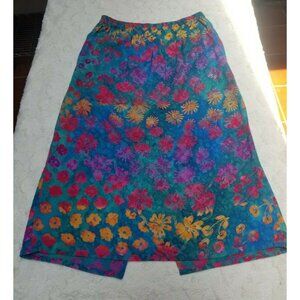 Chameleon Studio Handmade Floral A-Line Pull On Skirt One Size Fits Sizes 10-18